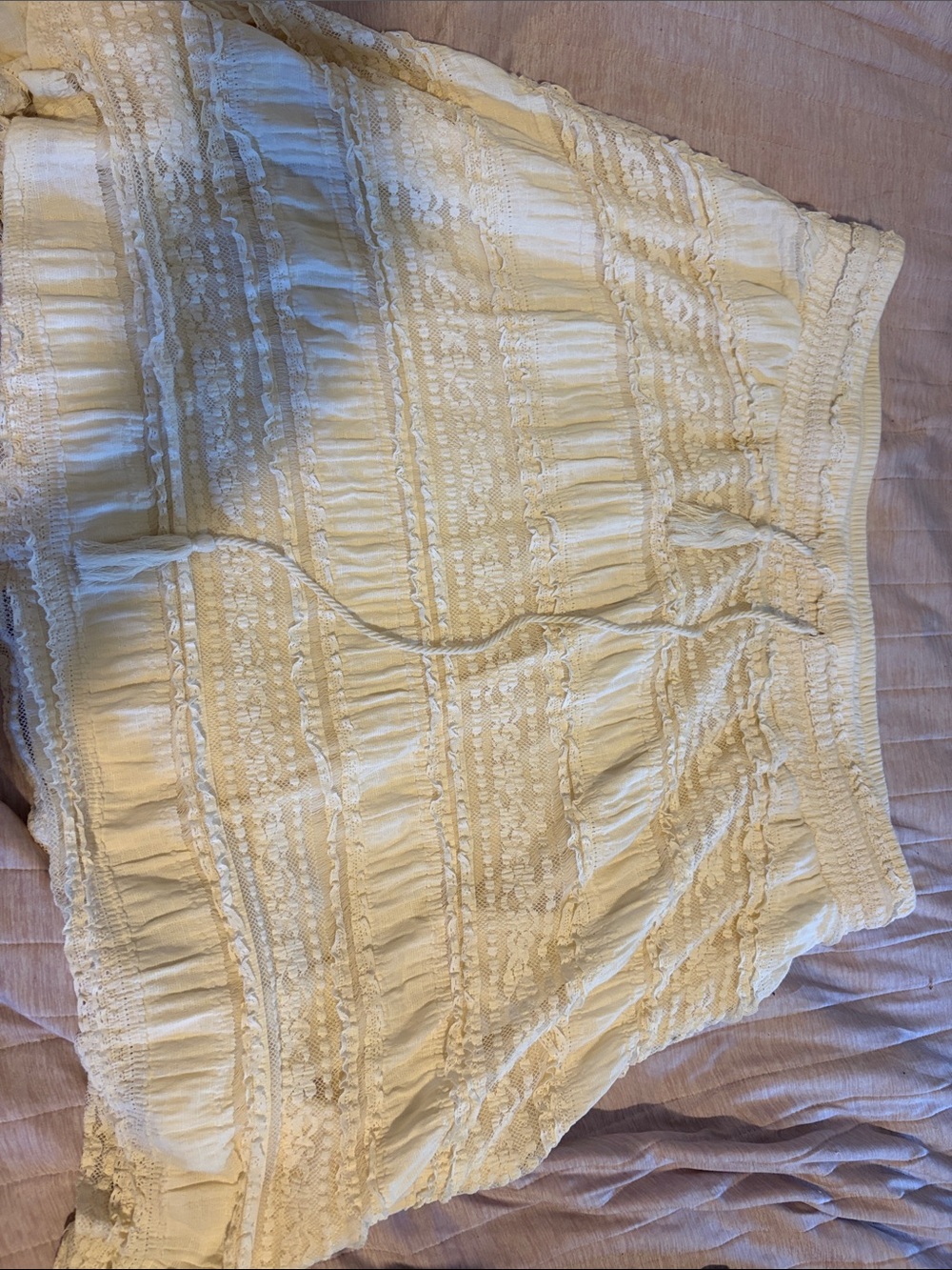 torrid Cream Textured Lace-Trim Smocked Mini Skirt